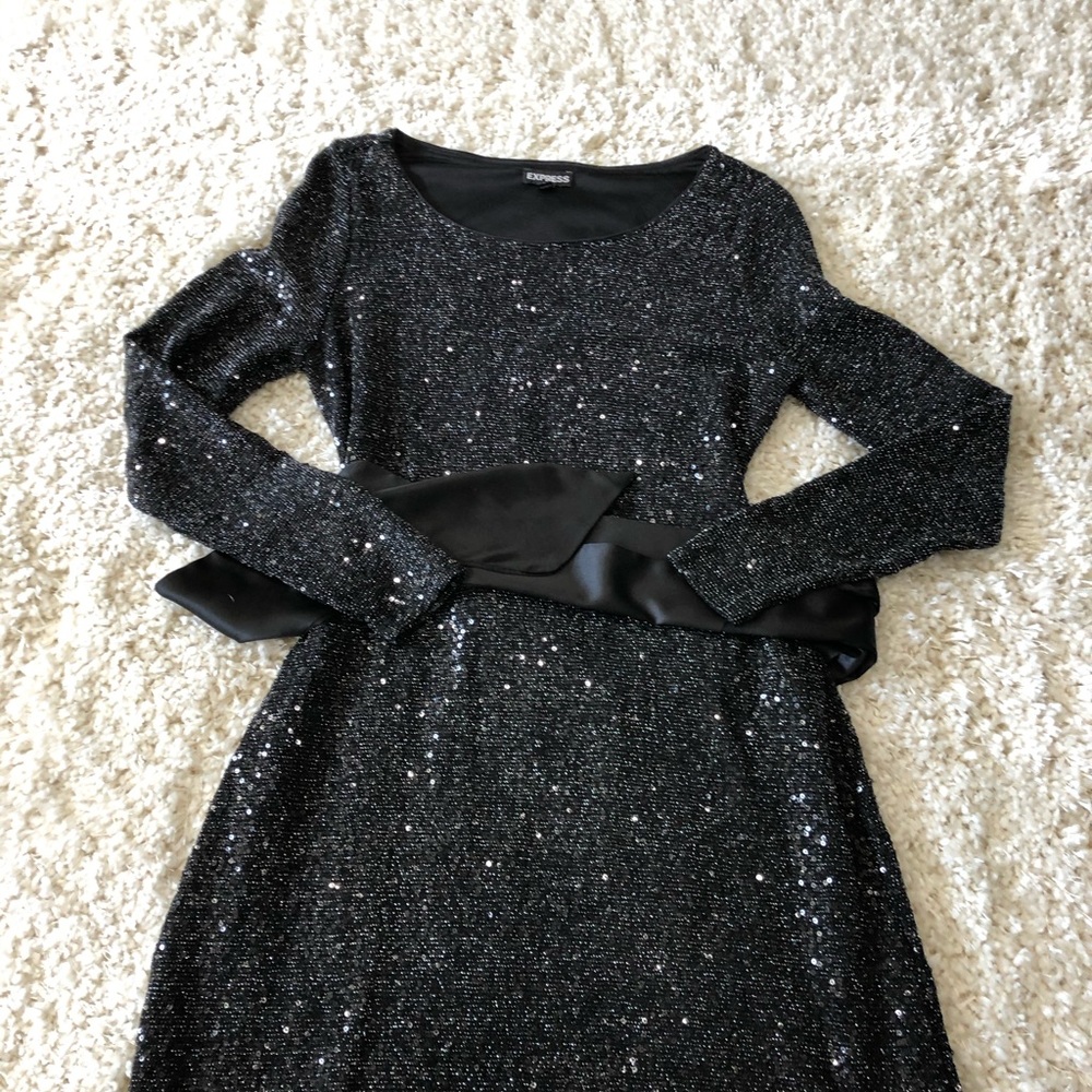 Black sequenced cocktail dress